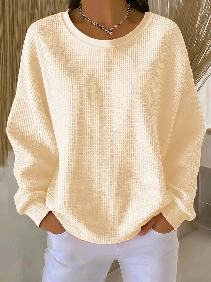 Women's Textured Knit Sweater Relaxed Fit Long Sleeve - Apricot