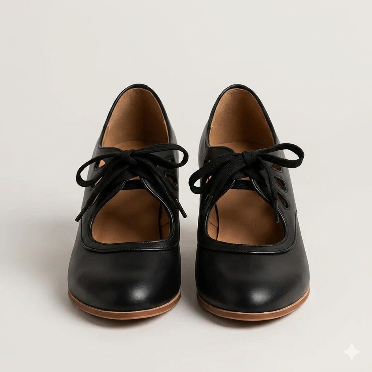 Women's Vintage Low-Heel Lace-Up Cut-Out Comfort Pumps
