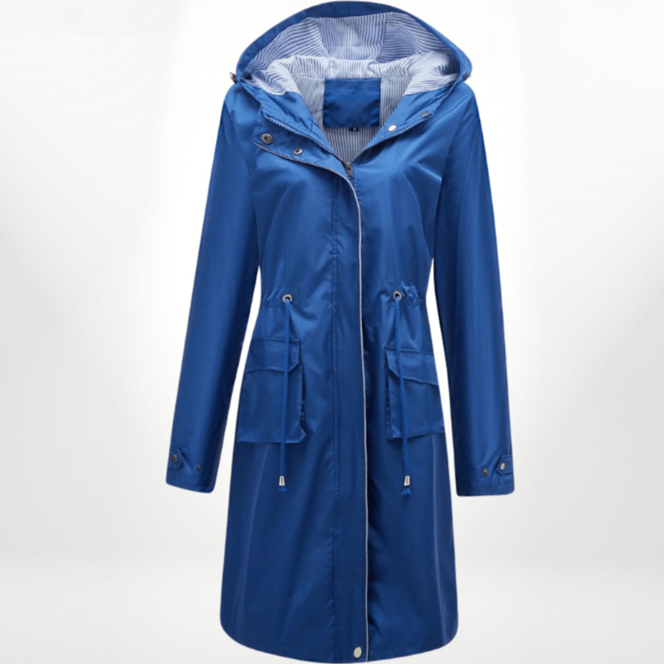 Women's Waterproof Hooded Long Rain Trench Coat Denim Jacket Alternative