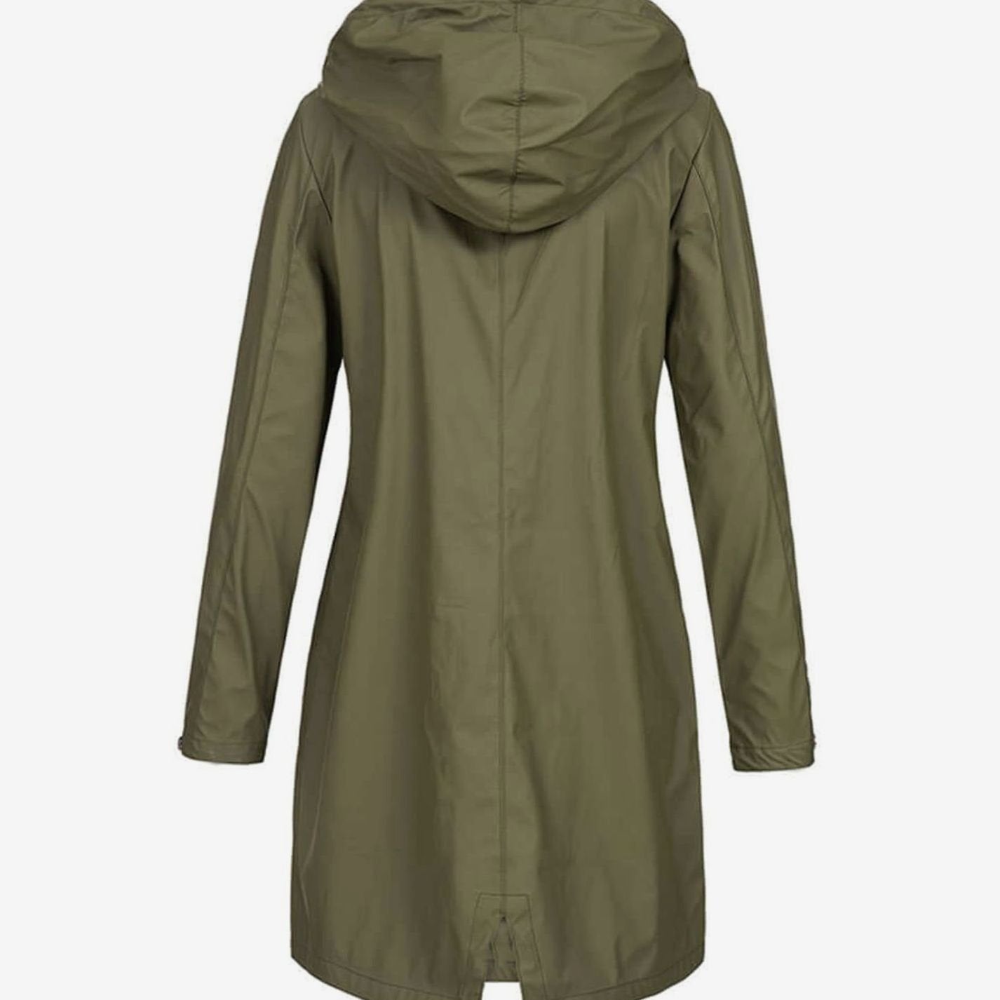 Women's Waterproof Hooded Raincoat Longline Zip-Up Jacket