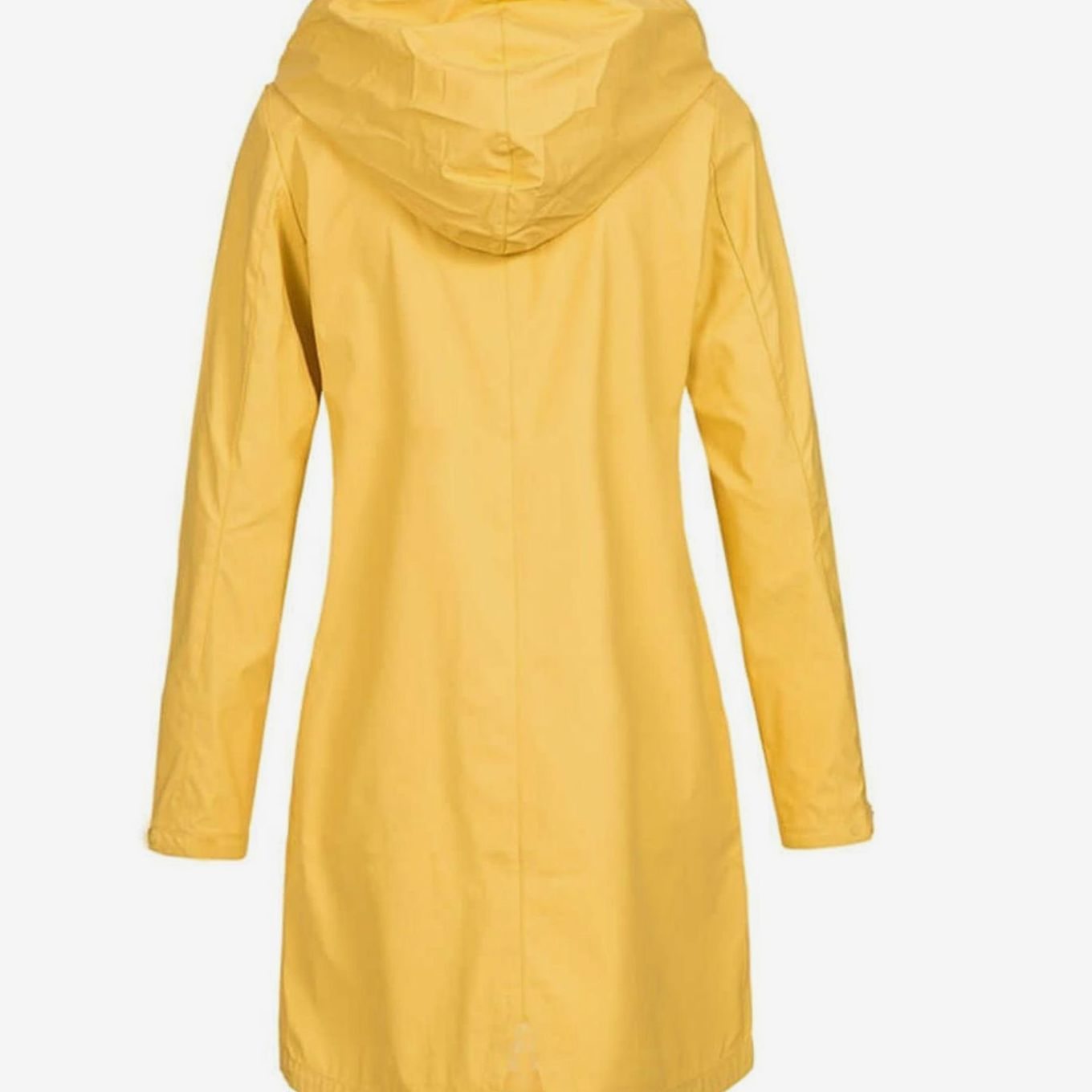 Women's Waterproof Hooded Raincoat Longline Zip-Up Jacket