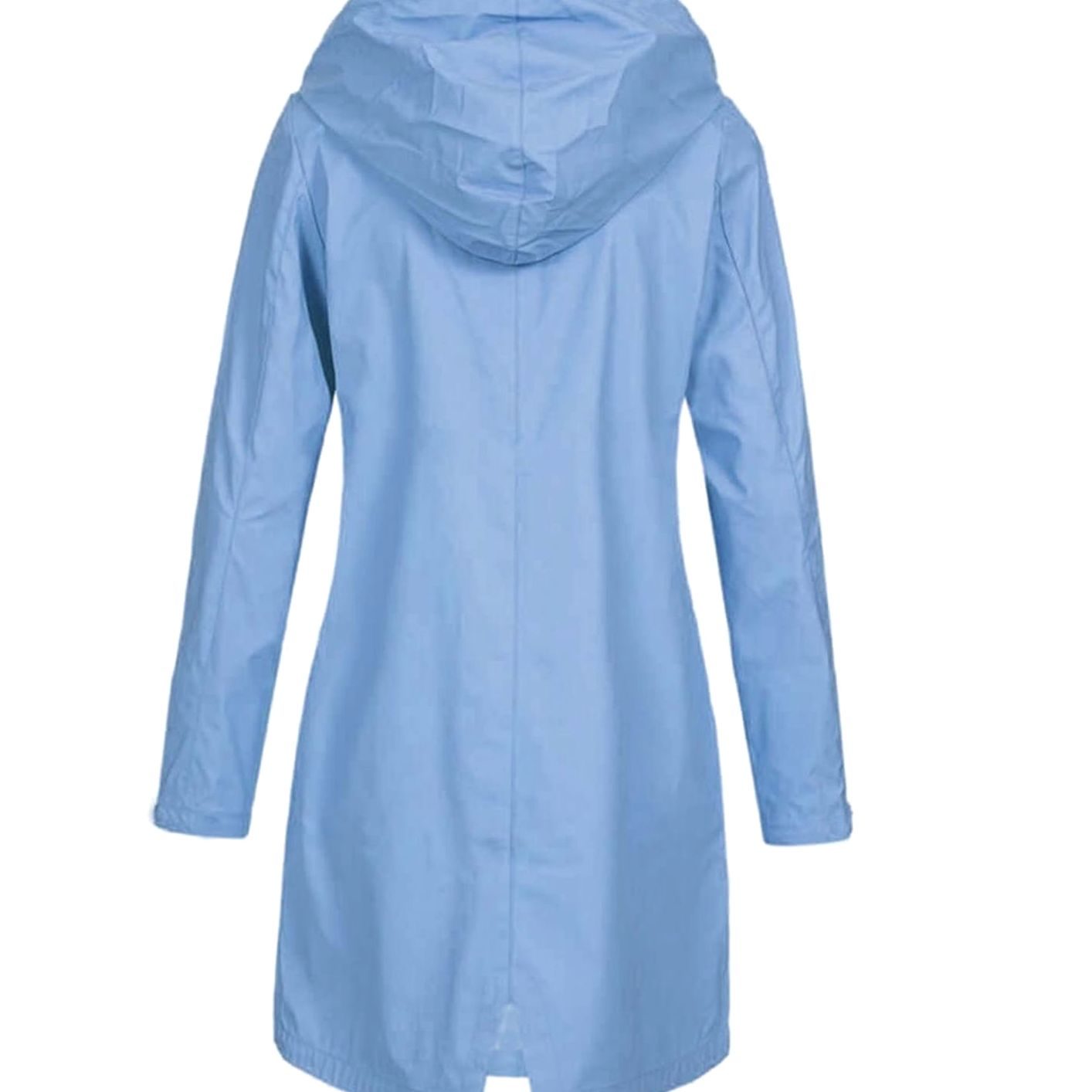 Women's Waterproof Hooded Raincoat Longline Zip-Up Jacket