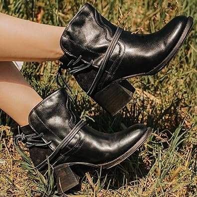 Women's Western Lace-Up Block Heel Ankle Boots