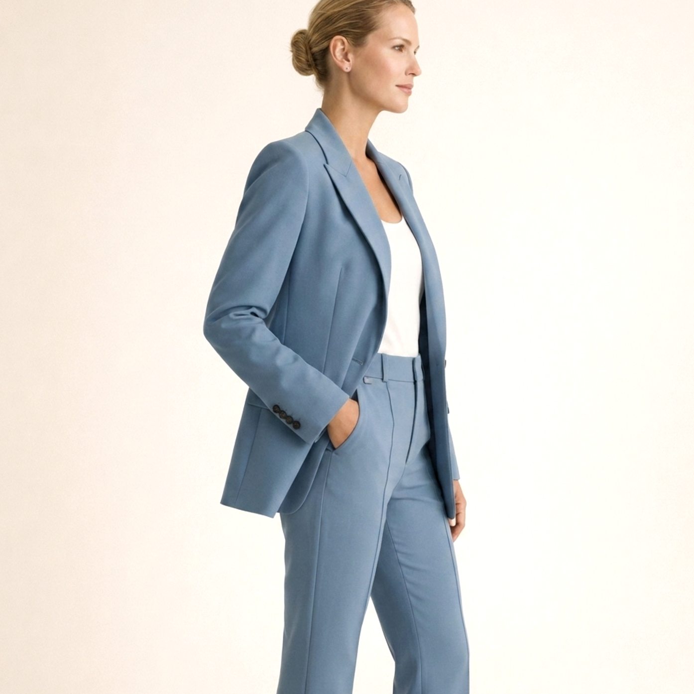 Women's Wide-Leg Blazer Trouser Two-Piece Suit