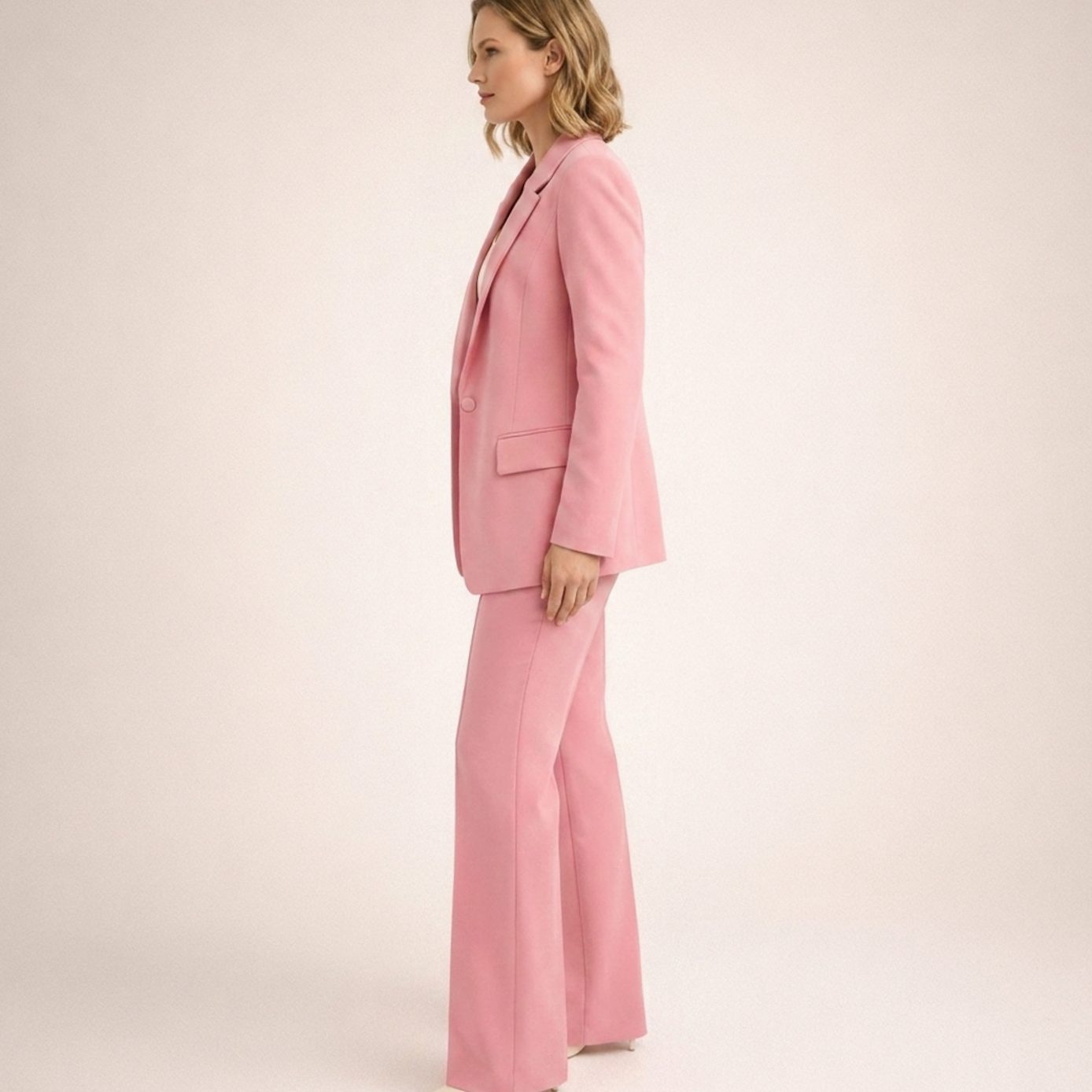 Women's Wide-Leg Blazer Trouser Two-Piece Suit