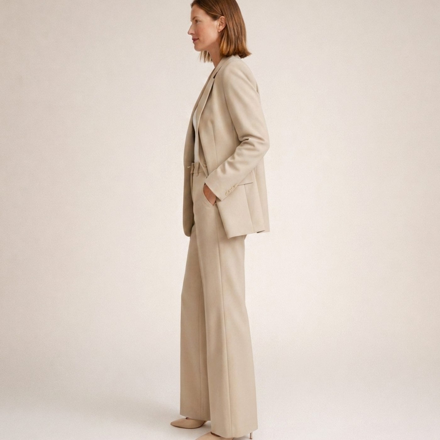 Women's Wide-Leg Blazer Trouser Two-Piece Suit