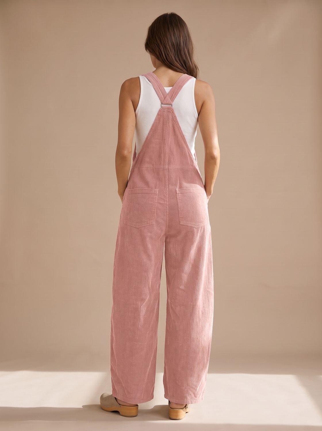 Women's Wide-Leg Corduroy Bib Overall Jumpsuit