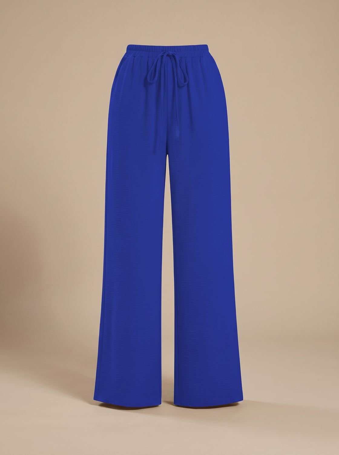 Women's Wide-Leg Palazzo Drawstring Waist Trousers Pockets