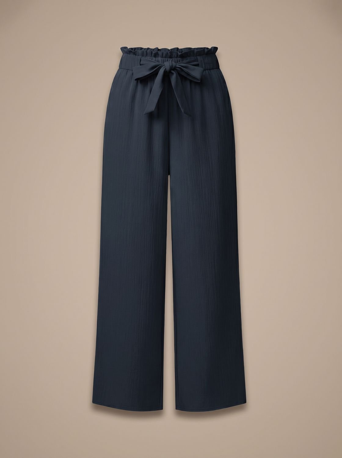 Women's Wide-Leg Palazzo Trousers Tie-Belt Paperbag Waist