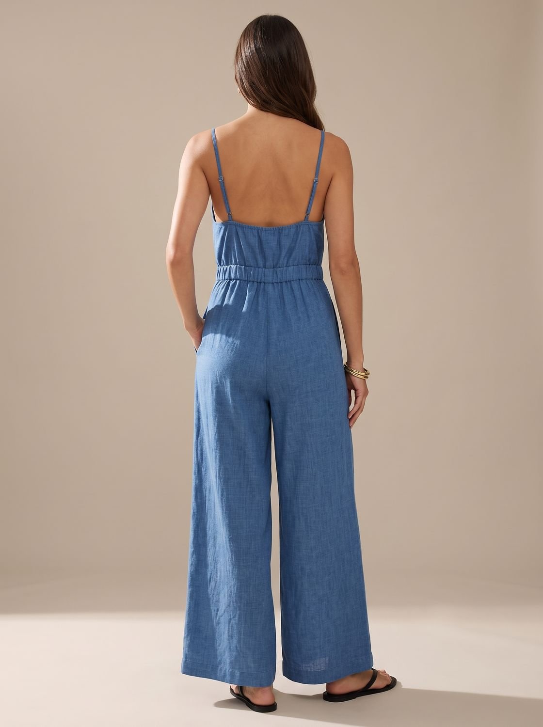 Women's Wide-Leg Spaghetti Strap Drawstring Jumpsuit