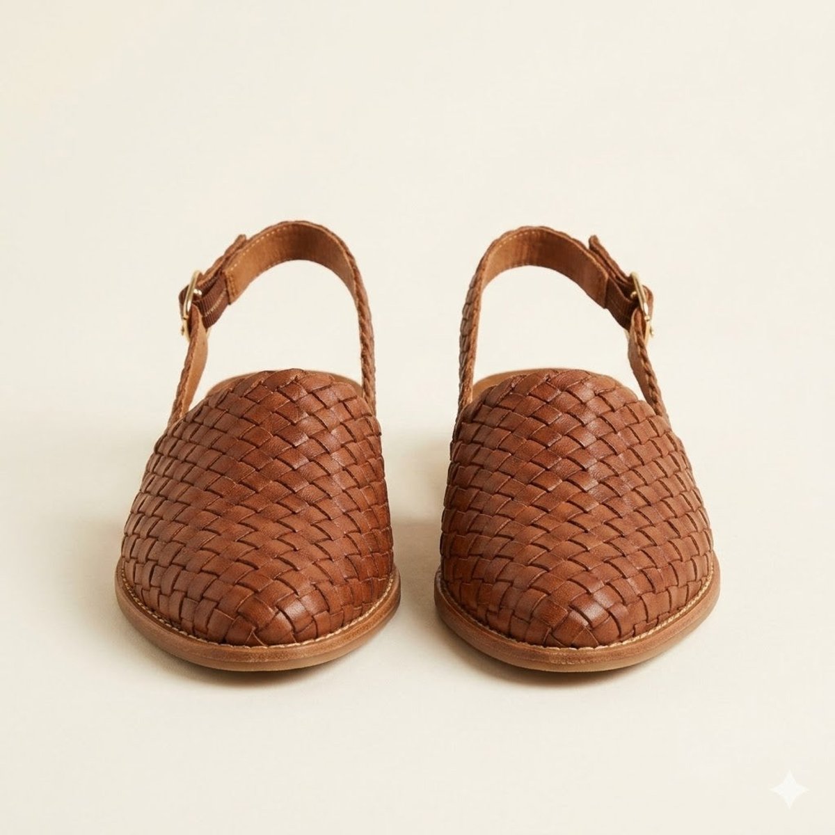 Women's Woven Leather Slingback Comfort Sandals Flat